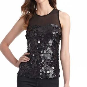 ROBERT RODRIGUEZ Tank Top Blouse Sexy Black Sequin Cocktail size 6